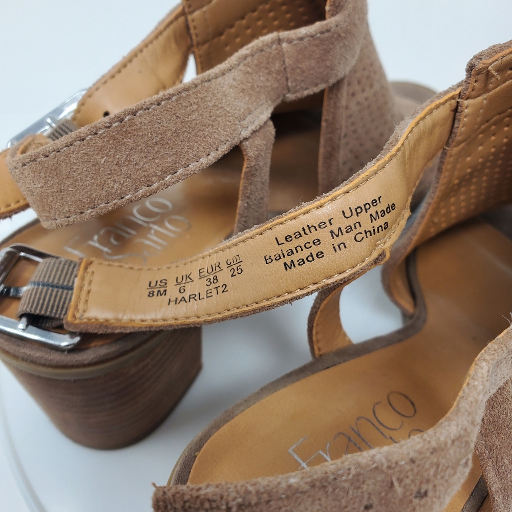 Franco Sarto Suede Open Toe Sandals with 3 inch heel Size 8 - Picture 4 of 7
